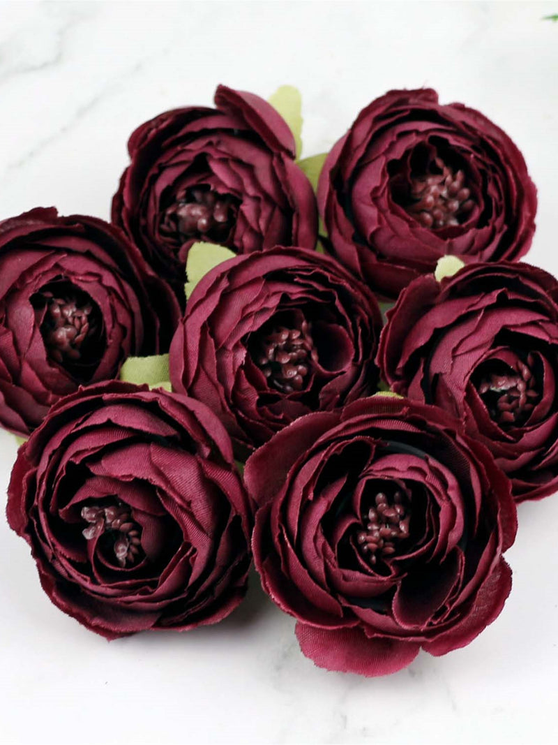 Camellia Burgundy Flowers Head 10-100Pack Artificial 2Inch Silk Rose Flowers Heads for Wedding Decor Baby Showers DIY Crafts silk flower