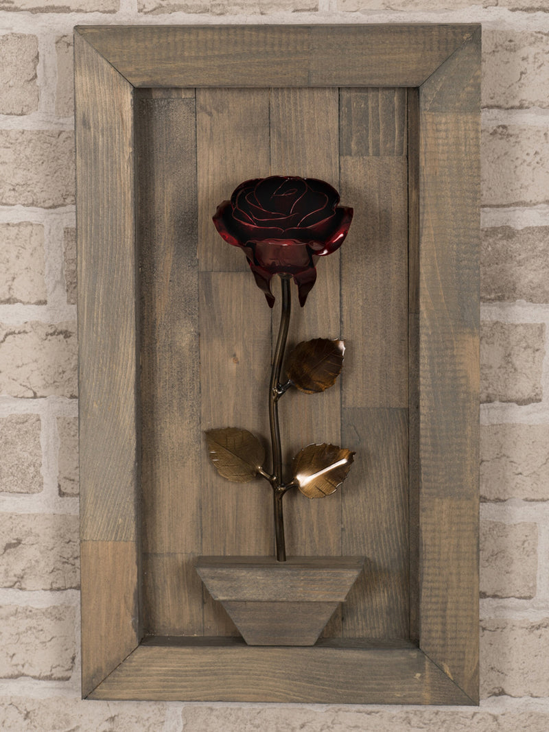Personalized Gift - Framed Red Metal Rose for Wood 5th Anniversary ANNIVERSARY