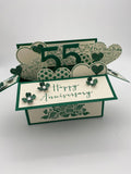Emerald 55th Anniversary Pop Up Card: Hearts, Flowers & Glitter ANNIVERSARY
