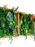 Faux Succulent 3D Wall Art Trio: Rustic Wood Framed Plant Decor Home + Business faux plants