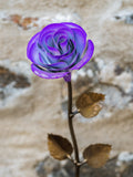 Personalized Gift - Hand-Forged Purple & White Metal Rose - Iron Anniversary - 30th Birthday For Her - 50th Birthday Gift ANNIVERSARY