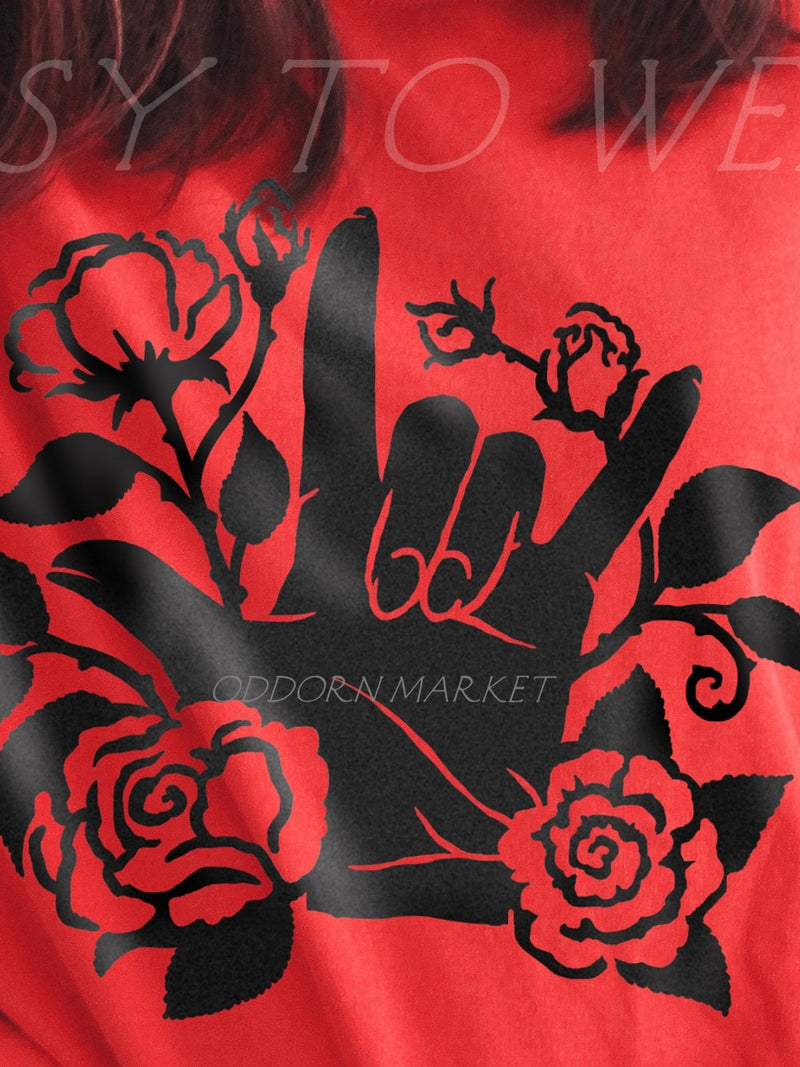 ASL I love you Sign Language Roses deaf awareness svg DIGITAL FILE cricut easy to weed beginner simple Love Romance Flower