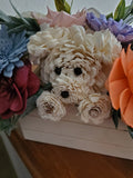 PUPPY BOUQUET] flower dog]Dog lover birthday gift]Loss of pet Flowers]Sola Wood Flower dog Bouquet]Condolences for loss of dog]Dog gift sympathy flower