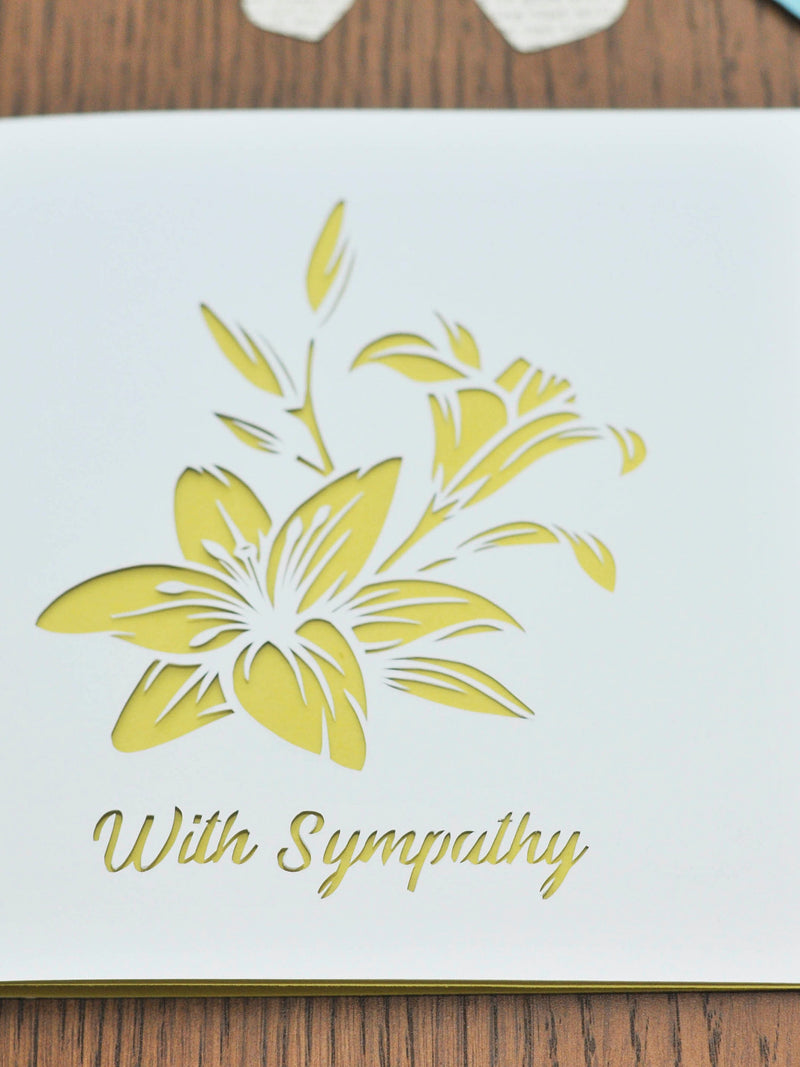 Unique Handmade Lily Paper-cut Sympathy Card sympathy flower
