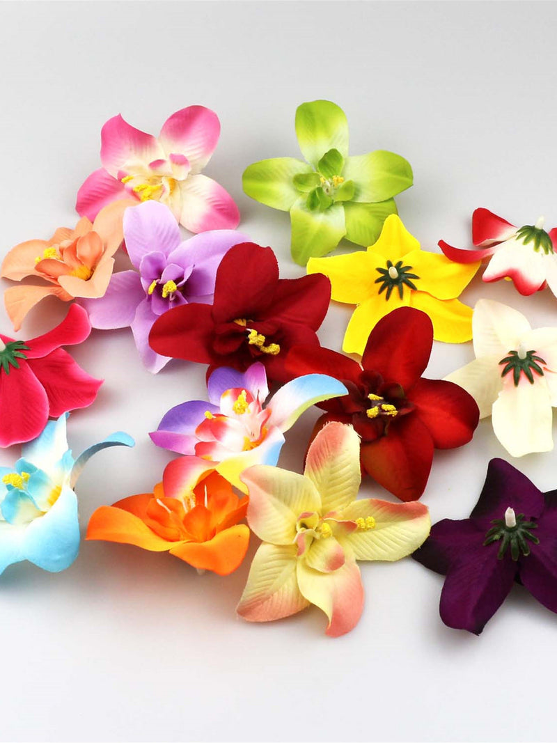 3" Bulk Artificial Silk Orchid Flower For DIY Crafts Wreath Cake Topper Hanging Floral Wall Decor Corsage Hairpin Making Faux Vanilla Flower silk flower