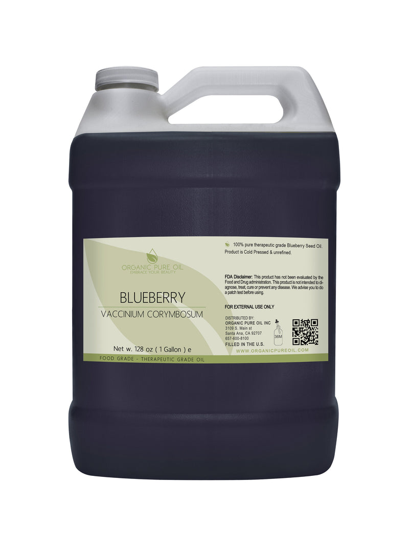Unrefined Blueberry Seed Oil: Cold Pressed, Vegan Carrier, DIY Cosmetics, Hair & Skincare (1Gal) -Bulk seeds bulk