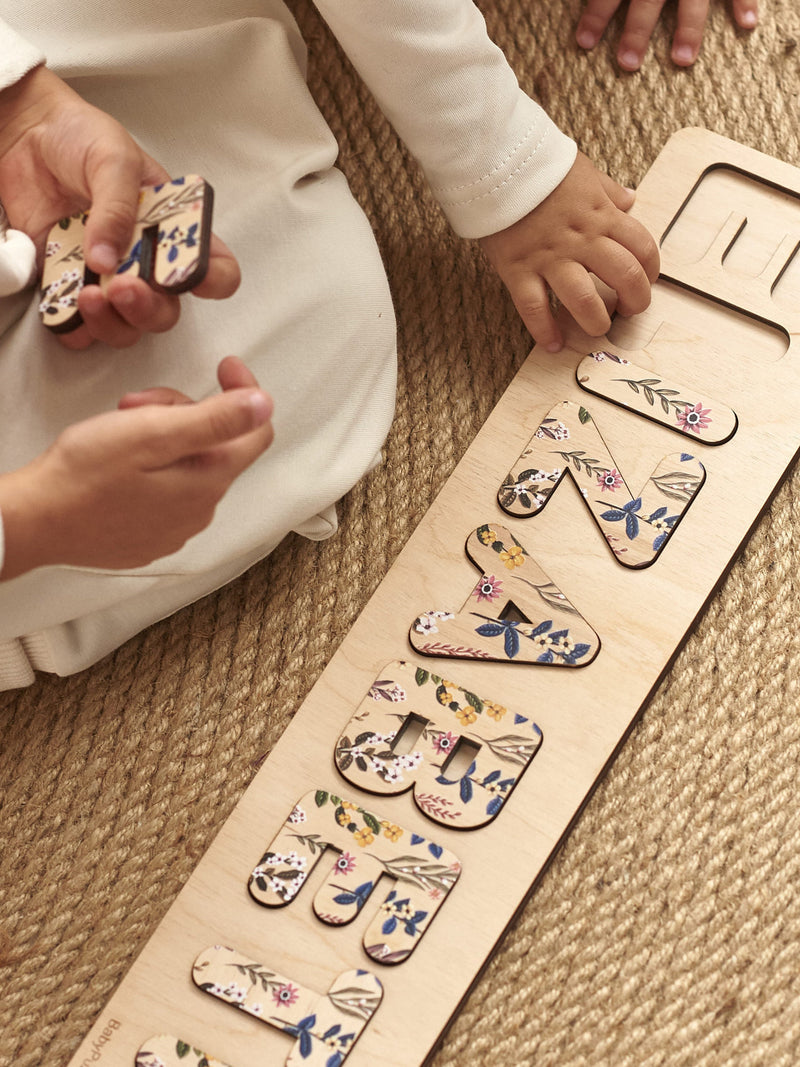 Floral Baby Name Puzzle: Wooden Montessori Toys, Newborn Gift FLOWER DELIVERY
