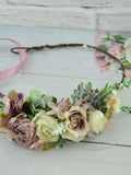 Adult flower crown for women Floral hair piece for bride Flower crown dusty purple wedding headpiece Bridesmaid head crown Mauve hair wreath wedding flower