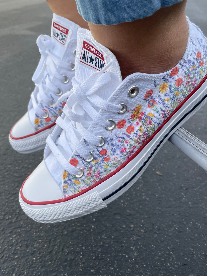 Flower Shoes - Flower Field Custom Low Top Converse wedding flower
