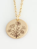 Combined Birth Flower Necklace, Mother's Day Necklace, Personalized Birth Flower Bouquet Necklace, Stepmom Necklace, Bonus Mom Necklace birthday flower