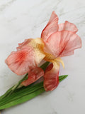 Pretty Vintage Iris and Bud Dusty Rose shaded Silk Millinery Flowers from Germany Hand Painted Detail for Floral, Hats, bouquets silk flower