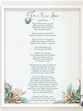 New Home Blessing Printable Poem, Digital Download, Watercolor Vanilla Lilies, Housewarming Gift, Linen Background, Welcome Home Wall Art house warming flower
