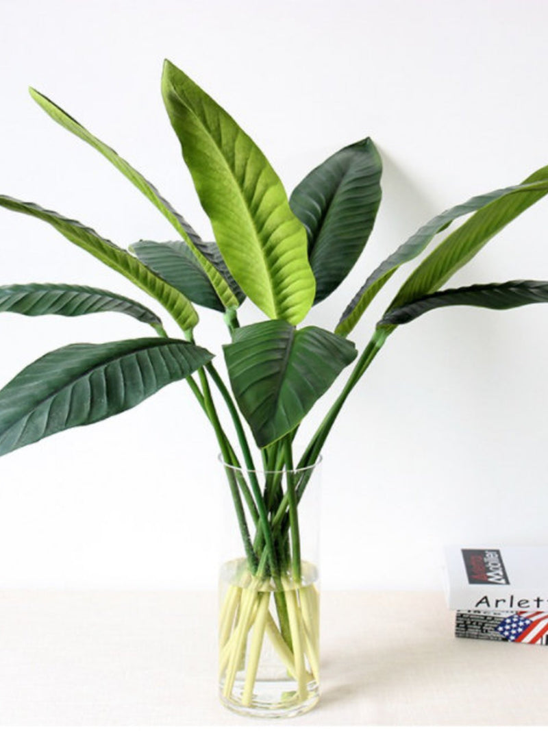 Quality Artificial Palm Stem Arrangement Home Fake Alocasia Decoration Faux Monstera Deliciosa Strelitzia Nicolai Leaf Wild Fern Plant Pick faux plants