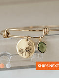 Personalized Birthday Gift for Her Birthday Gift for Mom Birth Flowers Jewelry Floral Bracelet Birthstone Bracelet Handmade New Mom Gifts birthday flower