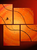 Love Bird Art Orange Painting Cherry Blossom Tree Cream Flowers Asian Style Art Japanese Delicate Branches Custom 47x41 Love Romance Flower