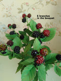 Artificial handmade blackberry branch 10", Faux berry sprigs, Bramble Berry wedding centerpiece, Plant for home decor Blackberry Floral Pick faux plants