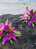 Triple Purple Orchid Hair Clip, Silk Flower Hair Clip, Hawaiian Flower Hair Clip, Tropical Hair Clip, Flower Fascinators, Bridal Headpiece silk flower