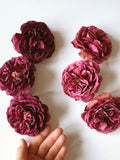 Vintage Silk Ruffle Rose Heads: DIY Floral Arrangement Decor, set of 3 silk flower