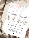Pink Housewarming Party Invitation, Floral printable invite | INSTANT DOWNLOAD | editable digital file, Corjl house warming flower