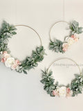 Gold hoop Flower wreath, lambs ear wreath, Gold Wreath, Golden Wreath, wreath, ring wreath, flower wall hanging house warming flower