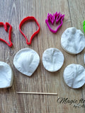 Anemone flower silicone veiner and plastic cutter set flower spore