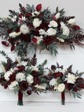 Burgundy ivory bouquet - size 15" Bridal bouquet Faux bouquet  Wedding flowers Faux blooms Boho wedding wedding flower