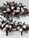 Burgundy ivory bouquet - size 15" Bridal bouquet Faux bouquet  Wedding flowers Faux blooms Boho wedding Bouquet
