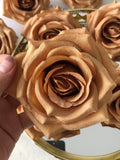 10pcs Toffee Artificial Rose Heads, 9cm Brown Silk Roses Head, Coffee Color Roses Head Set, Artificial flowers, Faux flowers silk flower