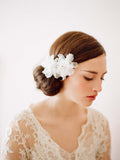 Bridal silk hair flowers, small - Silk organza blossom pair - Style 209 - Ready to Ship silk flower