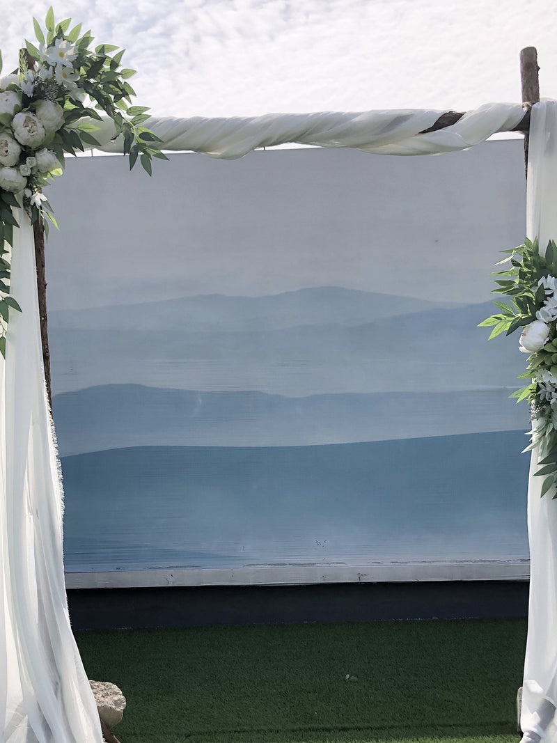 Wedding Arch Flowers, 2Pcs Set White Peony Floral Swags, Artificial Eucalyptus Leaves Flower For Sheer Drapes, Chair,Arbor, Wedding Ceremony FLOWER DELIVERY