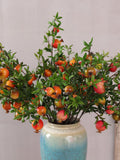 Artificial Pomegranate Branch, Faux Fruit with Rich Foliage, Home Floral Decor, Party Plant Arrangement Material, Floor Vase Plant Ornament faux plants