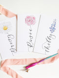 Birth flower card - personalised birthday card with name as flower added in hand lettered calligraphy - birth month flower card birthday flower