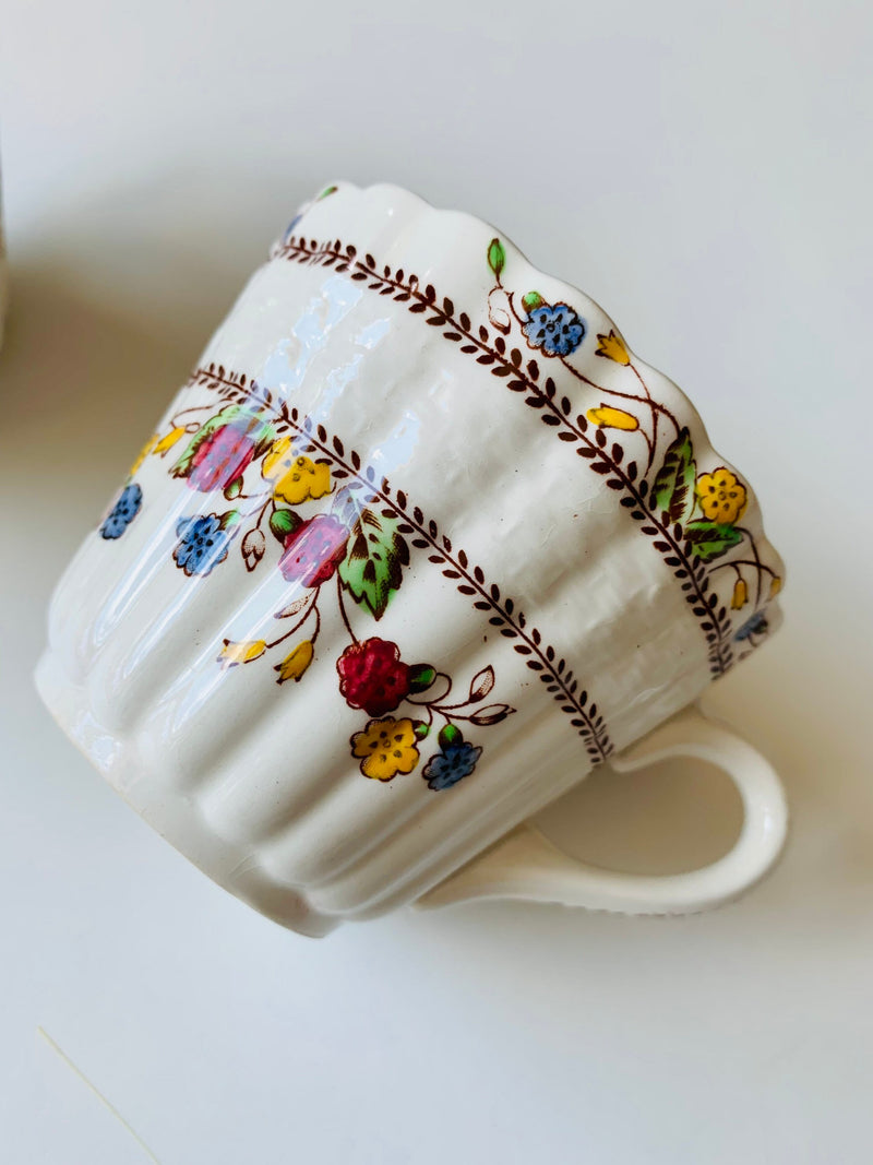 Vintage Spode Tea Cup, 1930s Cowslip pattern demitasse stone China, for country kitchen, cottage core flower spore
