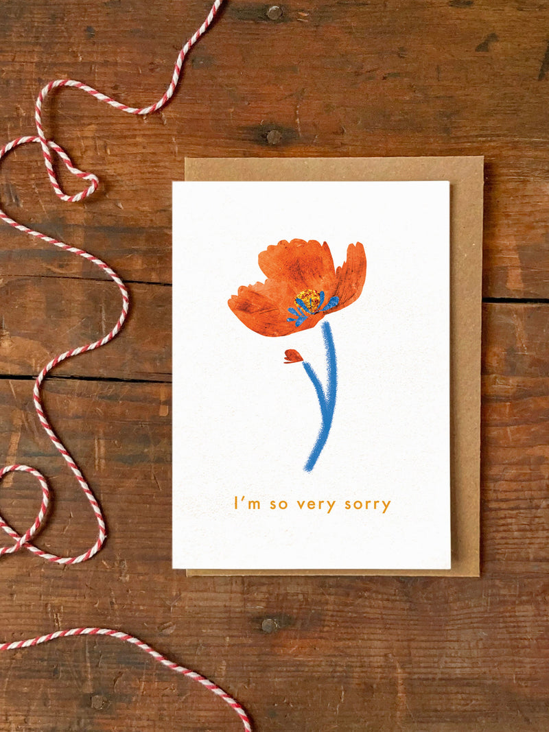 Poppy Sympathy Card | Flower Illustration Thinking of You Card sympathy flower