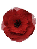 M&S Schmalberg 5 inch Poppy Silk Fabric Flower Pin Brooch Flower. Red Satin Poppy Poppies Hand-Made in New York's Garment Center silk flower