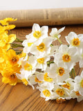 24 heads ( 6pcs ) Silk Daffodils Bouquet , Artificial Faux Flower Bouquet in 2 colors silk flower