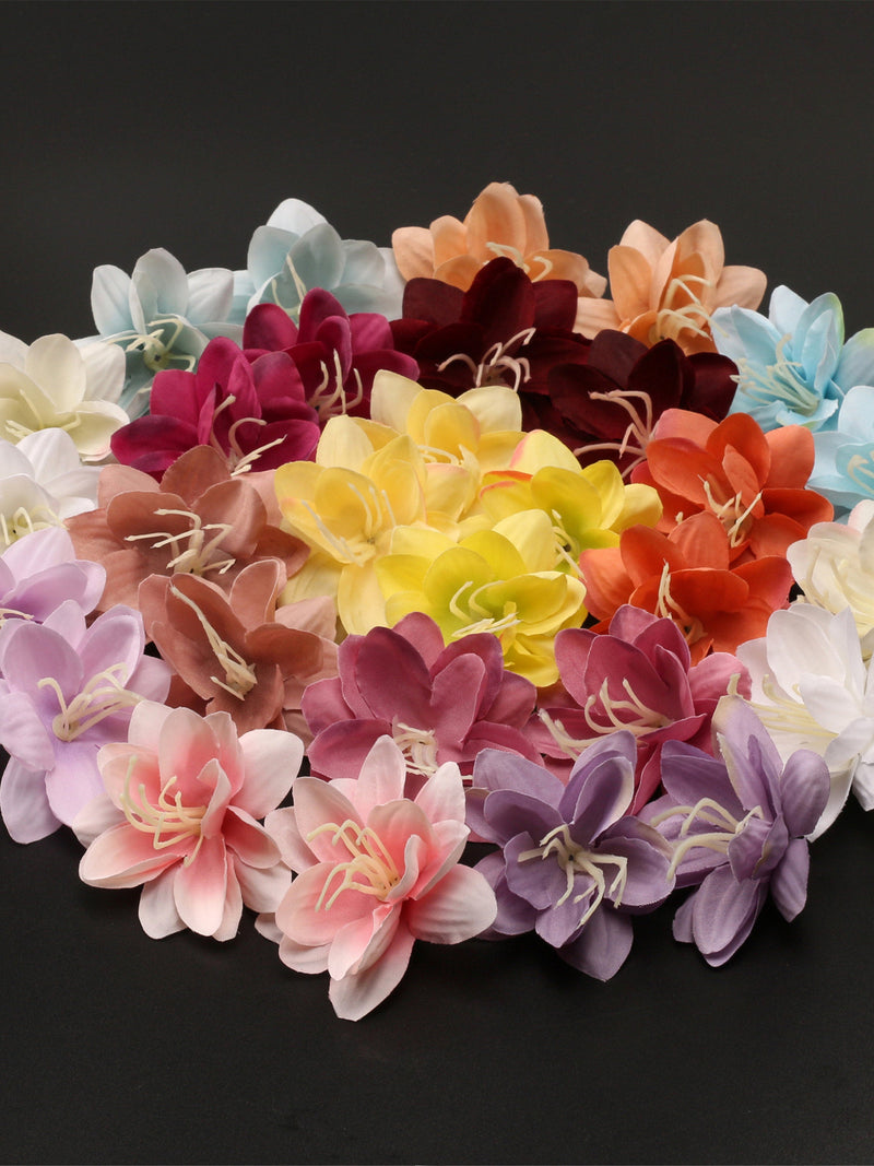 2/500Pcs Mini lily Wholesale for Craft Artificial Silk lily Flower Head Wedding Home DIY Wreath Filler Hanging Mobile Decor Fake Flower silk flower