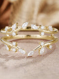 Vintage Enhancer Wedding Band Leaf Moissanite Ring Unique Moissanite Wedding Ring Leaf Branch Ring Match Wedding Ring Yellow Gold Ring wedding flower