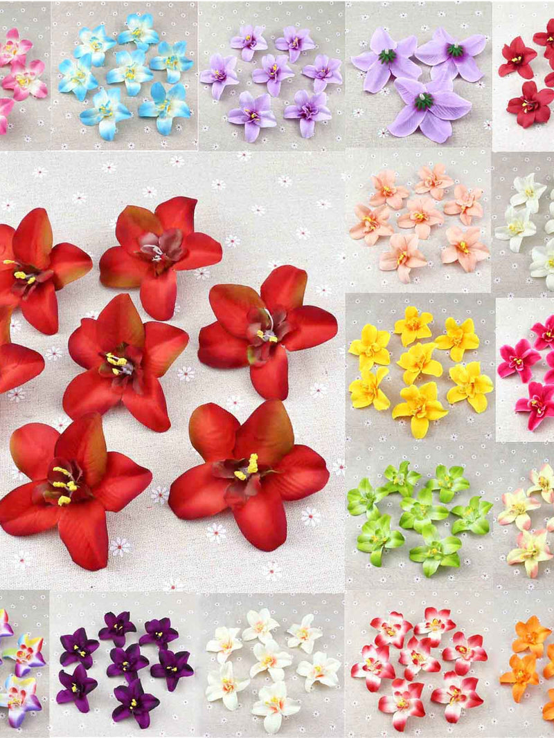 16Colors 50/100PCS Artificial Silk Flower Head Bulk Cattleya Orchid For DIY Cake Topper Dessert Bouquets Crown Decor silk flower