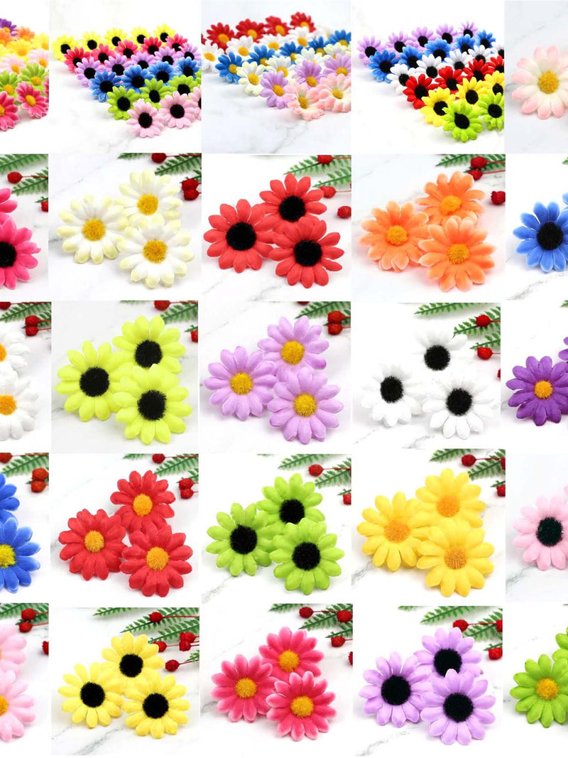 Mini Daisy / Silk Gerbera / Artificial Silk Flower Heads Hairclip DIY Crafts Decor Accessories / 21Colors Fake Dasiy silk flower