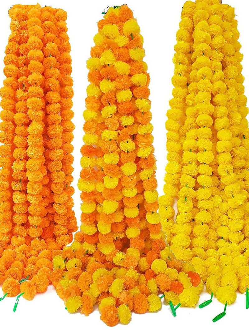 100 Pc SALE ON Indian Mix Color Artificial Decorative Deewali Marigold Flower Garland Strings for Christmas Wedding Party Decoration Diwali house warming flower
