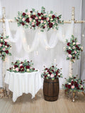 Burgundy and Blush Pink Wedding Archway Flower, Wedding Backdrop, Arbour Gazebo Swag Flowers, Made with Rose and Eucalyptus wedding flower