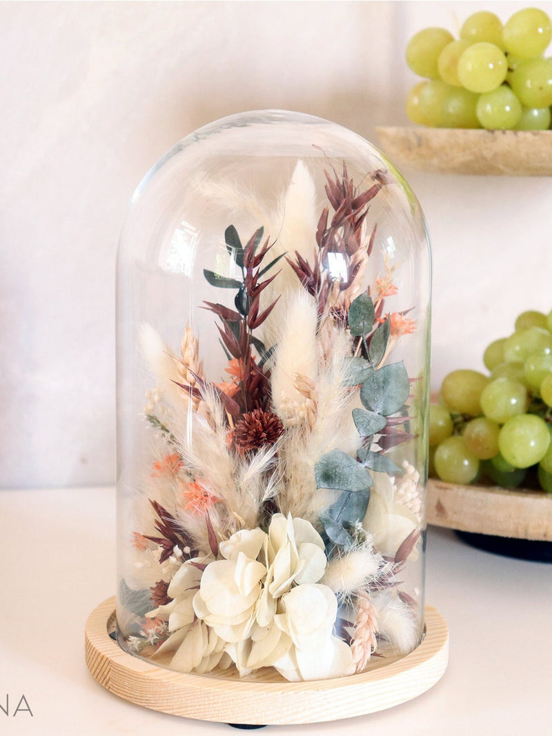 Decorative bell TERRE D'OCRES dried and preserved flowers, terracotta color trendy interior decoration, custom eco-responsible gift FLOWER DELIVERY