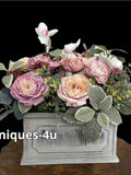 Everlasting silk floral arrangement. Spring flowers. Rectangular centerpiece silk flower