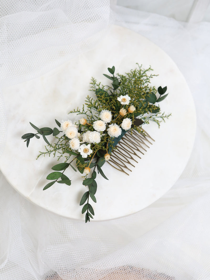 Artequeen Preserved Flower wedding Hair Comb | Bridal Jewellery wedding flower
