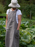 Linen Garden Skirt Overalls: Pinafore Apron with Pockets flower spore