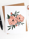 Floral Blank Card: Peach Flowers, Sympathy Card sympathy flower