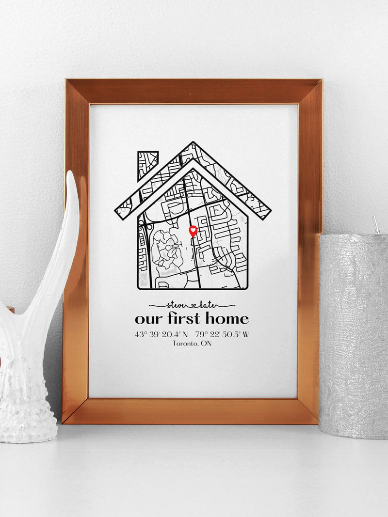 Personalized Housewarming gift / Our First Home Map / First Home Gift/ Personalized Map / Friends first Home / New Home /DIGITAL DOWNLOAD house warming flower