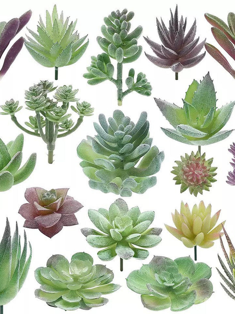 18pcs Artificial Succulents Set Garden Indoor Natural Color Home Decor DIY Gift Arrangement Office Landscape Plants Fake Flowers faux plants