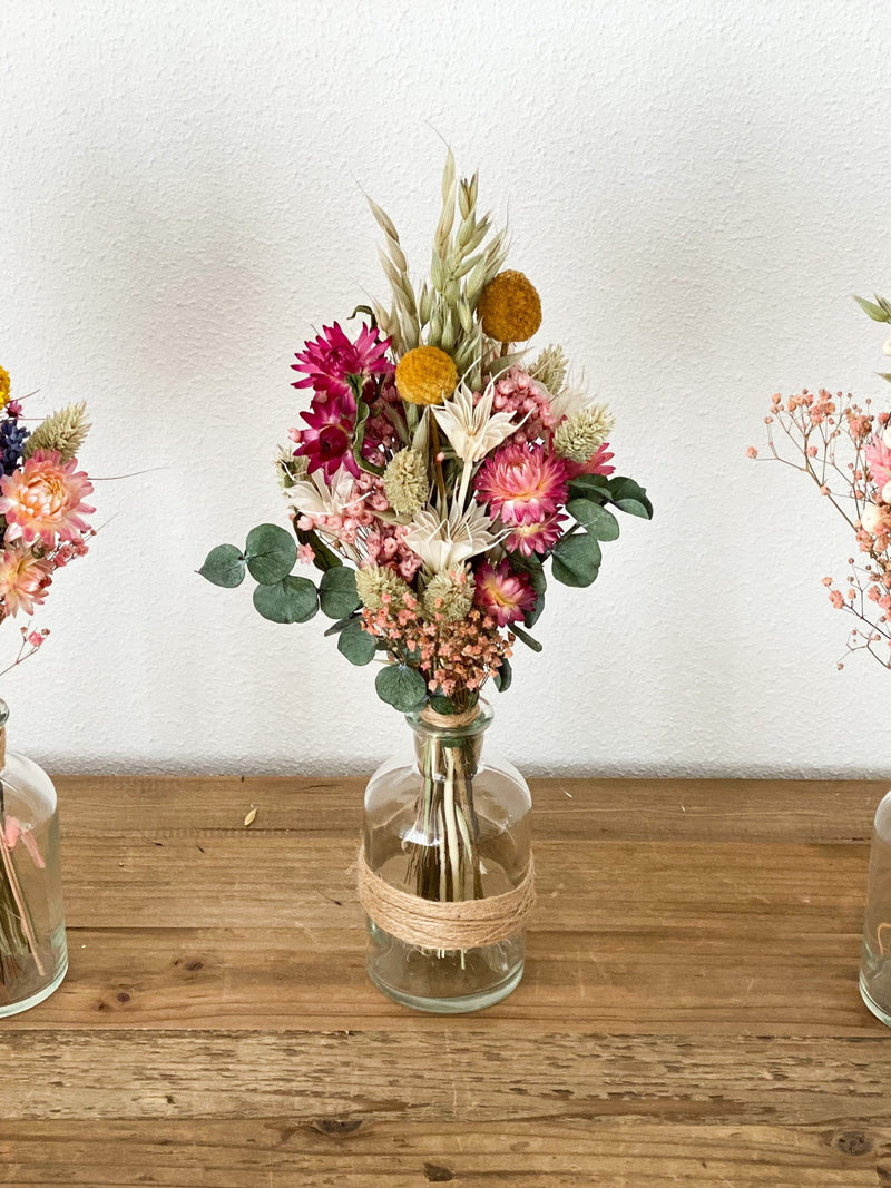 Dried flower bouquet Òcolorful summer meadowÓ in different colors with poppy, straw flowers, eucalyptus, lagurus, craspedia, oats FLOWER DELIVERY